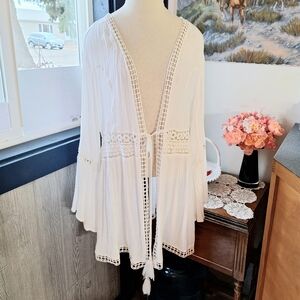 Goa by Japna "Beachwear" Bohemian Crochet Eyelet Tie Cover-Up, XL, RN#116696